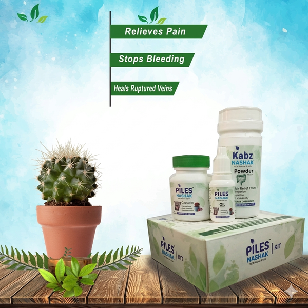 Piles Nashak Kit (Capsules + Oil + Kabz Powder) – बेहतरीन परिणाम, बवासीर से जड़ से छुटकारा!